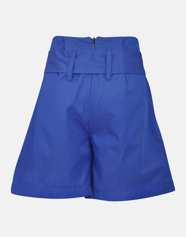 girls cotton shorts blue bow smart vintage unique pocket paperbag
