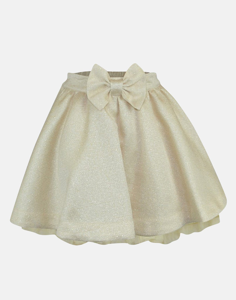 girls gold skirt petticoats lined bow elasticated sparkle vintage traditional princess casual