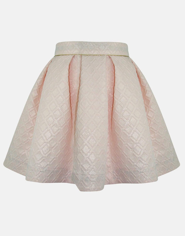 girls skirt blush pink box pleats jacquard petticoats lined vintage princess casual traditional elasticated piping 