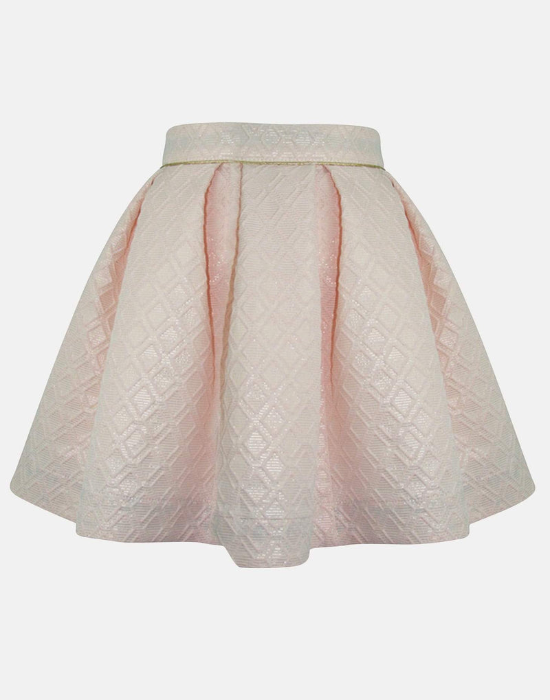 girls skirt blush pink box pleats jacquard petticoats lined vintage princess casual traditional elasticated piping 
