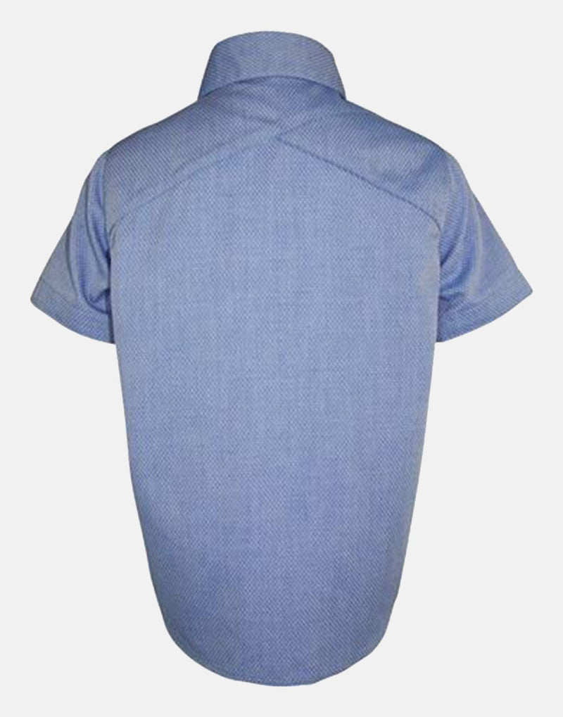 boys cotton shirt pale blue collar button down bow tie bowtie short sleeve pocket smart dapper vintage unique