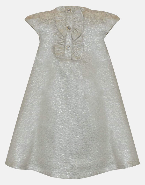 girls shimmer dress a line princess party vintage cotton cap sleeves button back pleated bodice