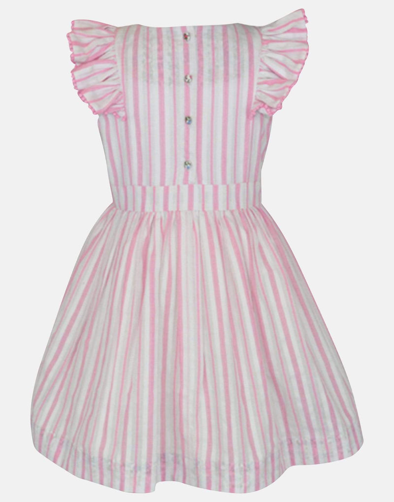 girls dress gathered skirt frill sleeves pink striped vintage traditional princess party petticoats
