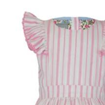 girls dress gathered skirt frill sleeves pink striped vintage traditional princess party petticoats