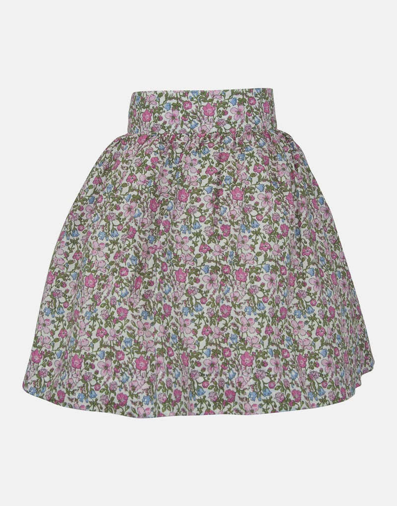 girls skirt floral pink green white petticoats casual princess vintage traditional lined sash tie bow