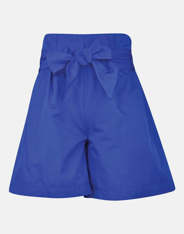 girls cotton shorts blue bow smart vintage unique pocket paperbag