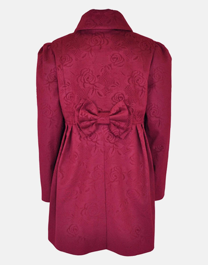 Diana: Burgundy embossed floral coat
