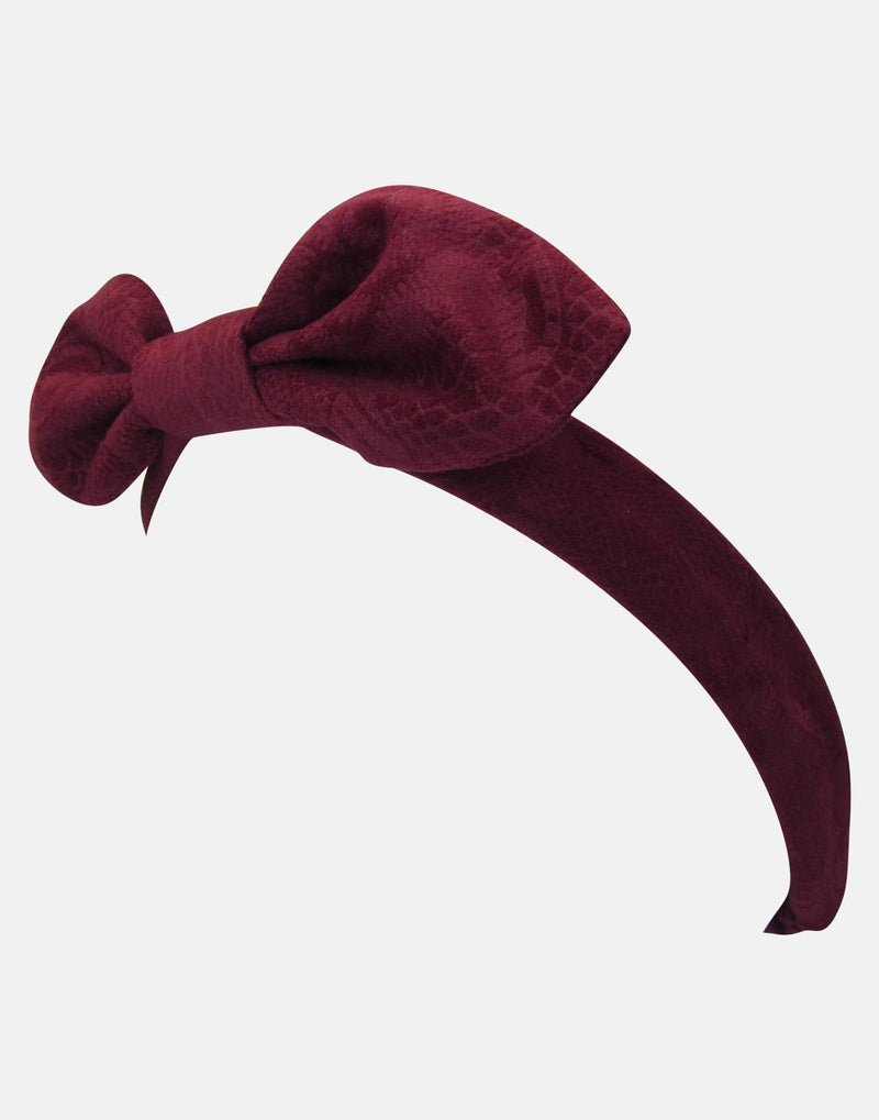 Diana: Burgundy embossed headband