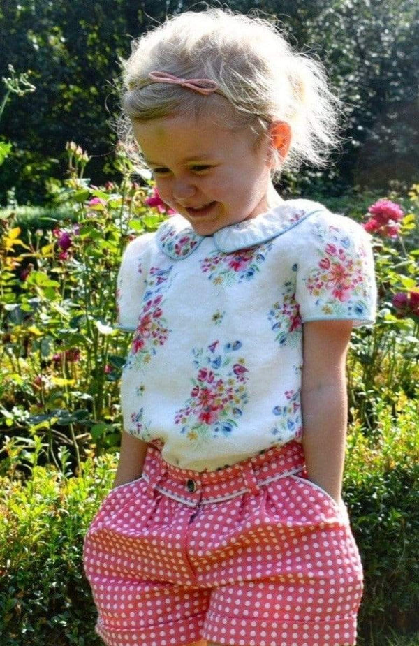 girls cotton pink white spotted spot spotty turn up smart vintage unique toddler pocket shorts 