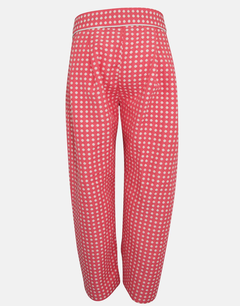 girls trousers jacquard fuchsia pink spotted spot spotty pockets smart vintage traditional box peats tapered