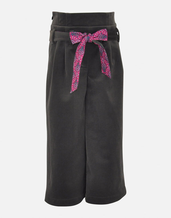girls trousers culottes wide leg grey unique print belt lined vintage traditional smart 