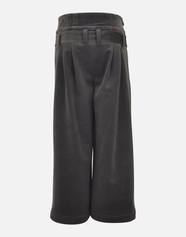 girls trousers culottes wide leg grey unique print belt lined vintage traditional smart
