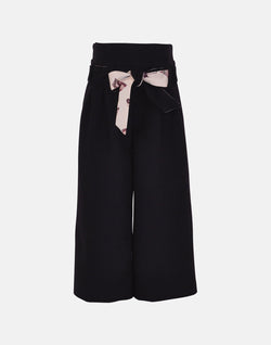 girls trousers culottes wide leg plum purple textured unique print belt smart vintage traditional high waisted 