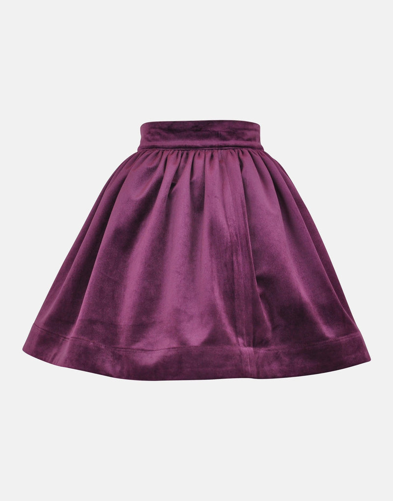 girls skirt velvet purple umbrellas pink bow petticoats lined elasticated cotton vintage traditional casual princess gathered