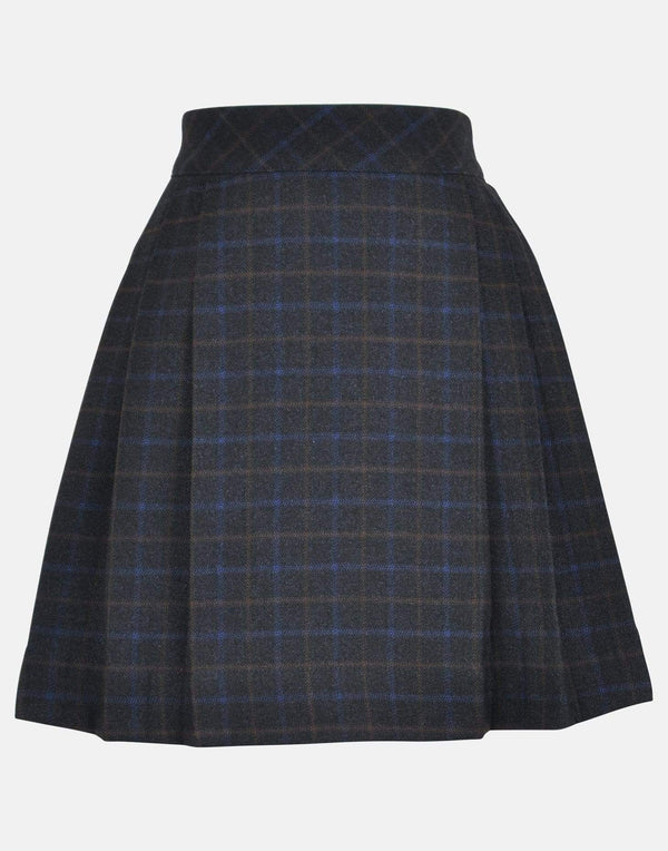 girls checked check skirt navy box pleats lined vintage traditional princess casual elasticated 