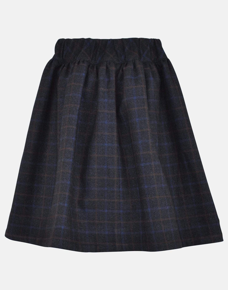girls checked check skirt navy box pleats lined vintage traditional princess casual elasticated