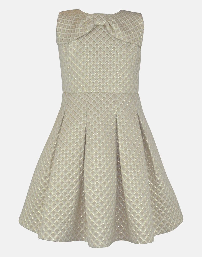 Katie : Cream & gold jacquard dress Little Lord & Lady Katie : Cream & gold jacquard dress Little Lord & Lady