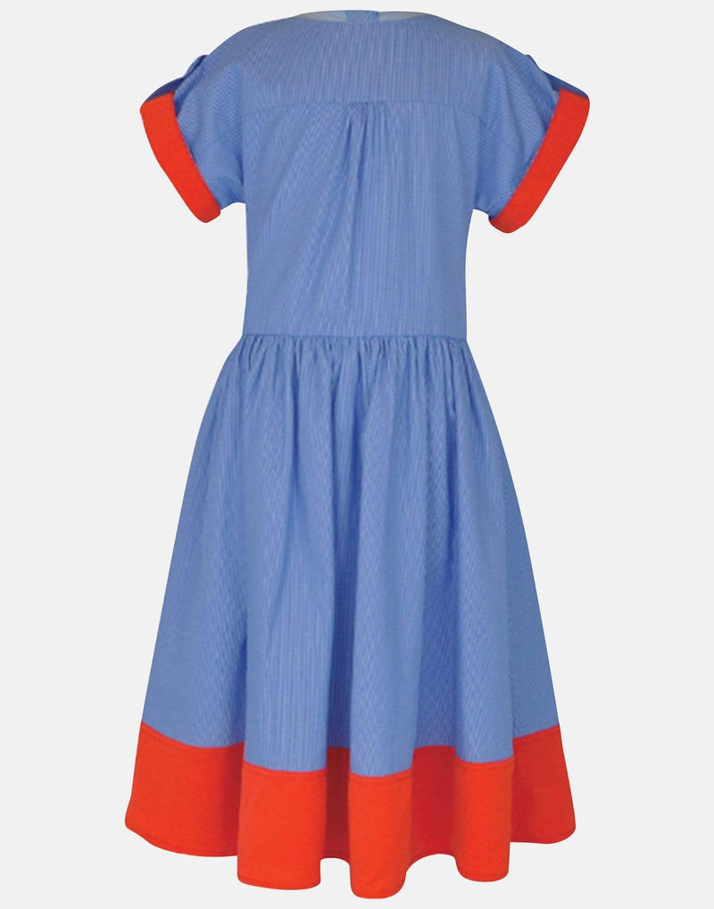 orange and blue striped dress Navy Stripe Dress with Orange Contrast Placket