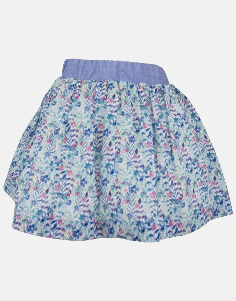 girls toddler skirt pale blue floral pink lined petticoats vintage traditional princess casual elasticated