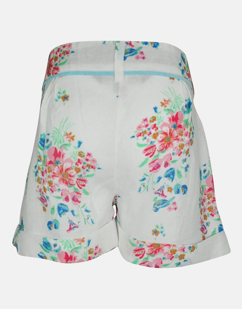girls cotton shorts blue pink floral pocket smart vintage unique turn up