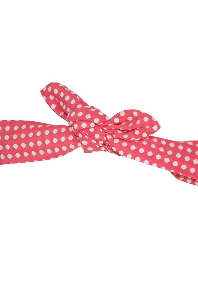 pink coral jacquard textured white polka dot spot girls headband knotted accessories luxury holidays wedding casual