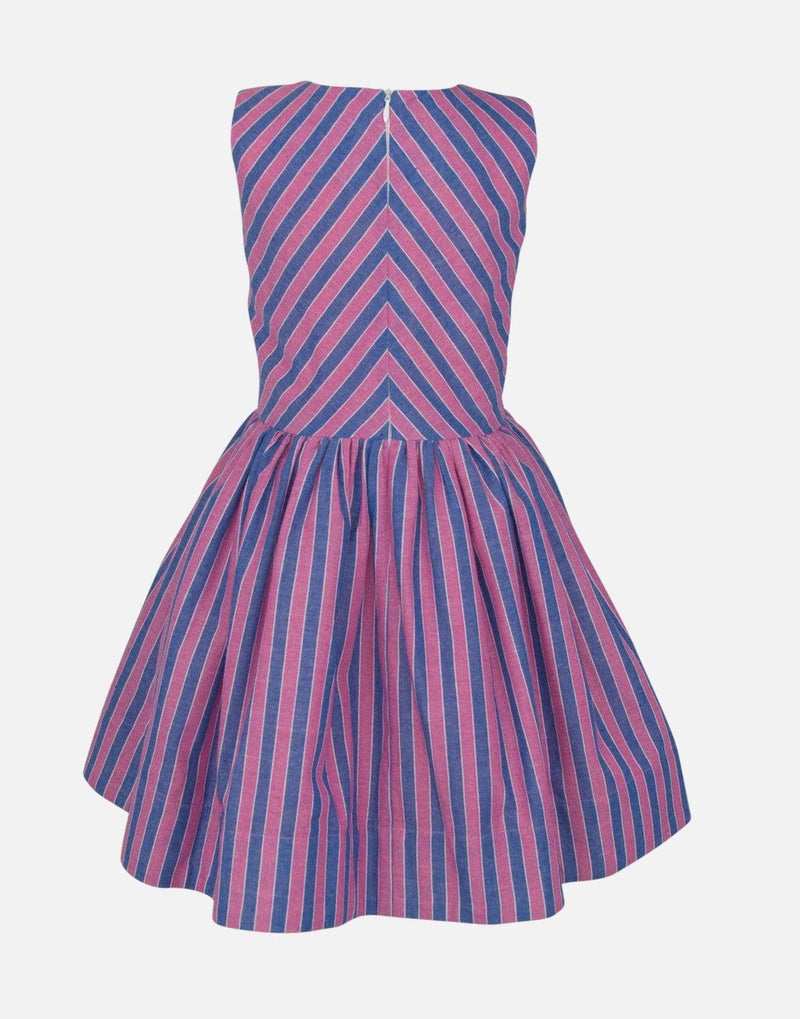 girls pink blue striped stripe petticoats lined sleeveless vintage traditional princess party luxury cotton