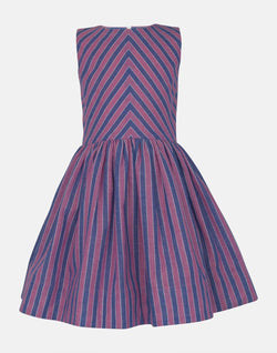 girls pink blue striped stripe petticoats lined sleeveless vintage traditional princess party luxury cotton