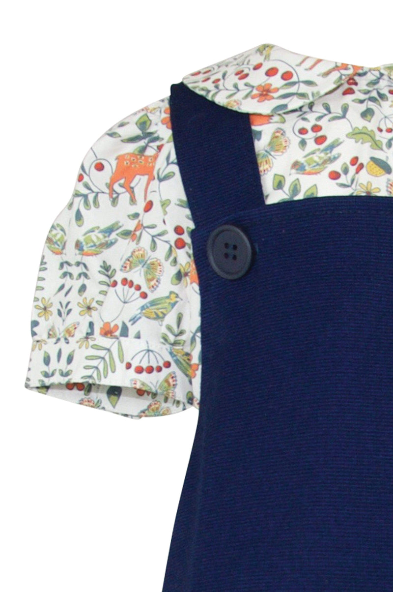 Rosamund : Blue pinafore & blouse set