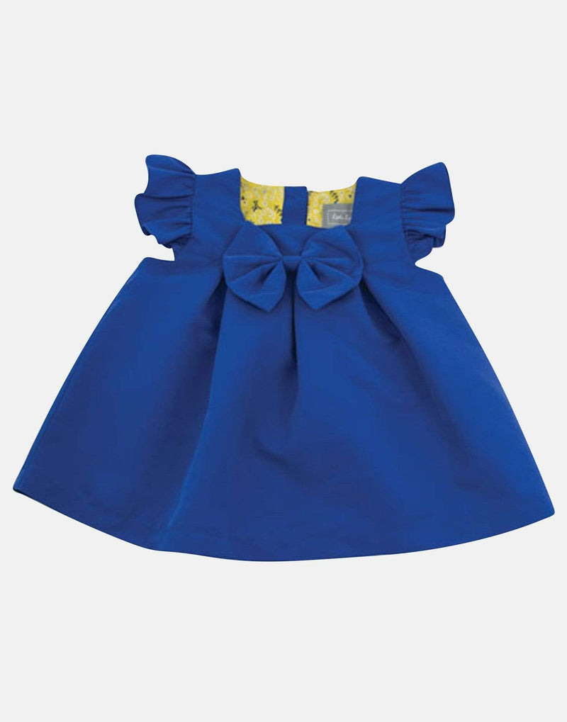 girls toddler blouse blue frill sleeve lined bow vintage traditional party button back unique print 