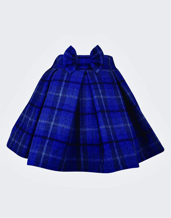 girls skirt blue navy bow box pleats petticoats lined elasticated cotton vintage traditional princess casual wool blend 