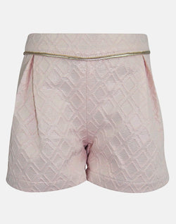 girls cotton shorts blush pink gold trim brocade pocket smart vintage unique turn up toddler 