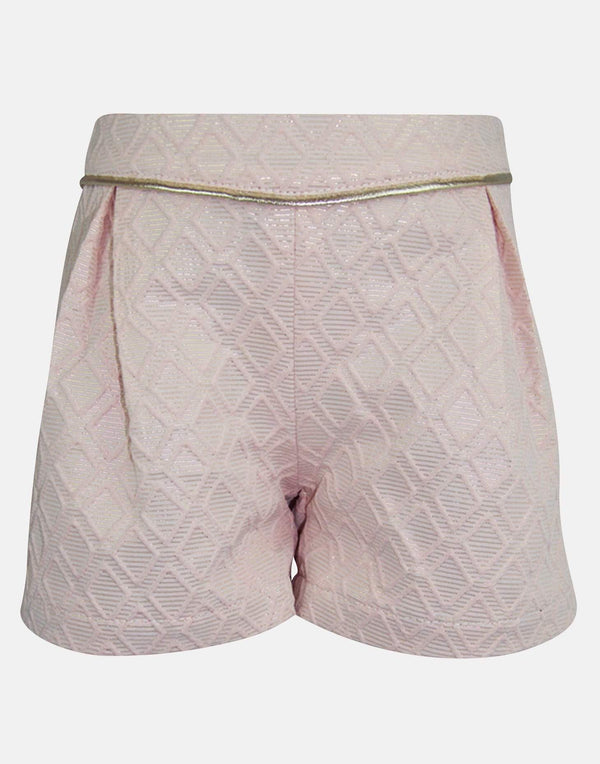 girls cotton shorts blush pink gold trim brocade pocket smart vintage unique turn up toddler 