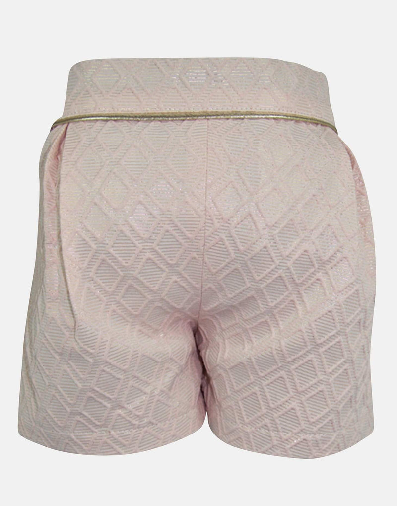 girls cotton shorts blush pink gold trim brocade pocket smart vintage unique turn up toddler