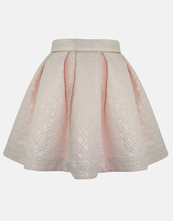 girls skirt blush pink box pleats jacquard petticoats lined vintage princess casual traditional elasticated piping 