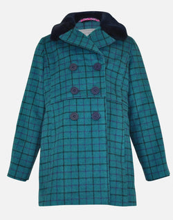 Theodora : Teal checked coat