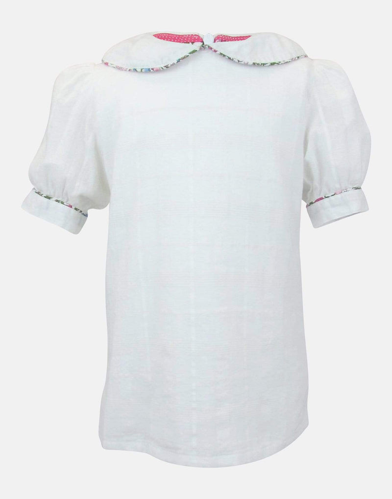 Peter Pan Collar White Blouse Short Sleeve – Cotton Lane – London
