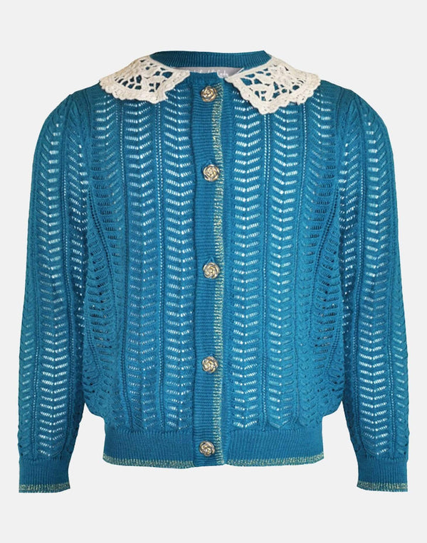 Winifred: Teal pointelle cardigan
