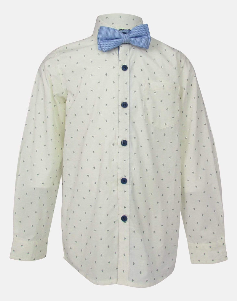 boys cotton shirt white silver grey collar button down bow tie bowtie long sleeve pocket smart dapper vintage unique