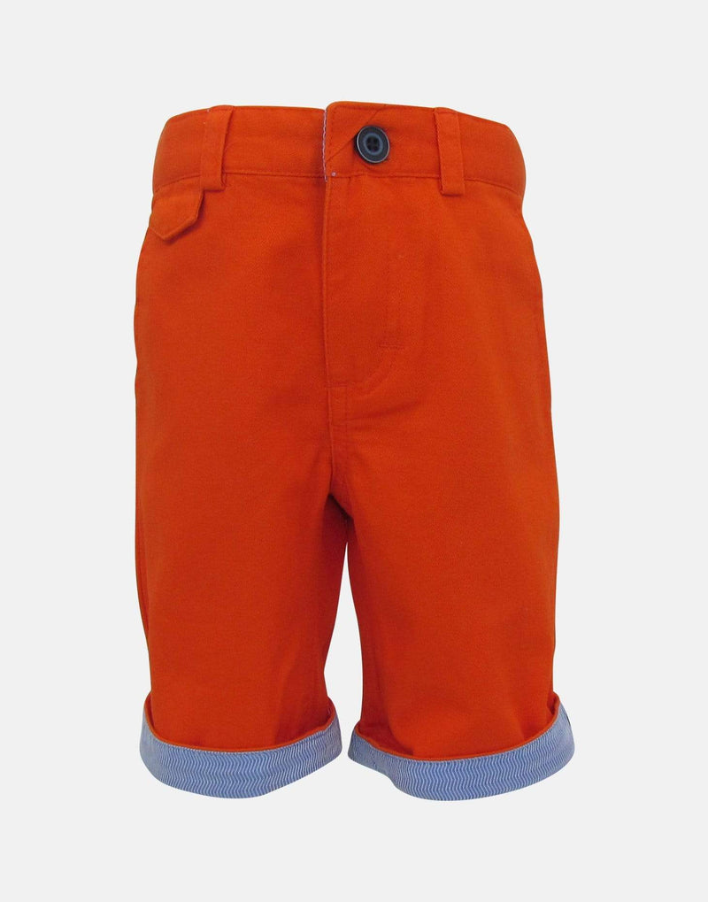 boys cotton shorts orange blue pocket smart dapper vintage unique turn up