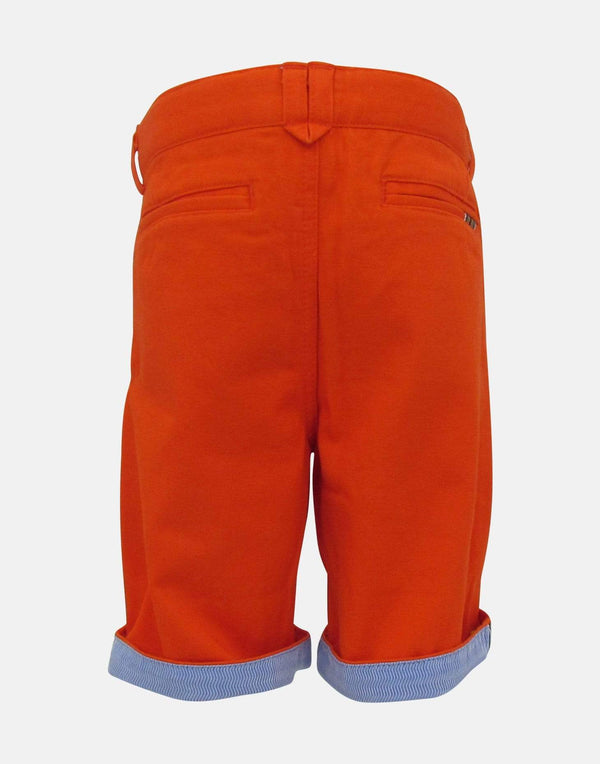 boys cotton shorts orange blue pocket smart dapper vintage unique turn up