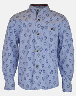 boys cotton shirt pale blue clock pocket watch grandad collar button down long sleeve pocket smart dapper vintage unique