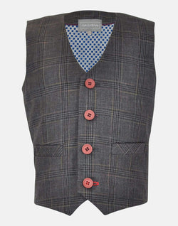 boys waistcoat grey blue check suit three piece pocket smart vintage unique dapper