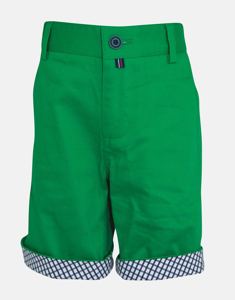boys cotton shorts green white checked check smart vintage unique turn up pocket dapper toddler