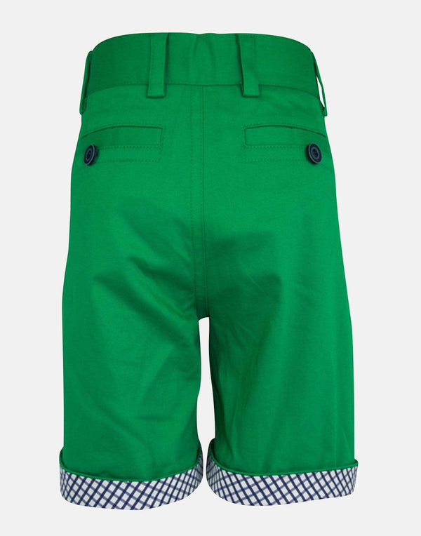 boys cotton shorts green white checked check smart vintage unique turn up pocket dapper toddler