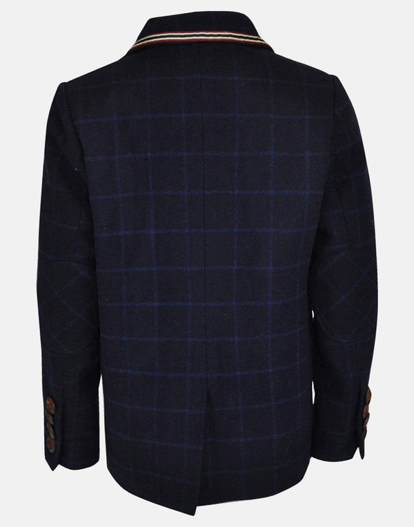 boys blazer jacket blue clock pocketwatch pocket watch check suit three piece pocket smart dapper vintage unique