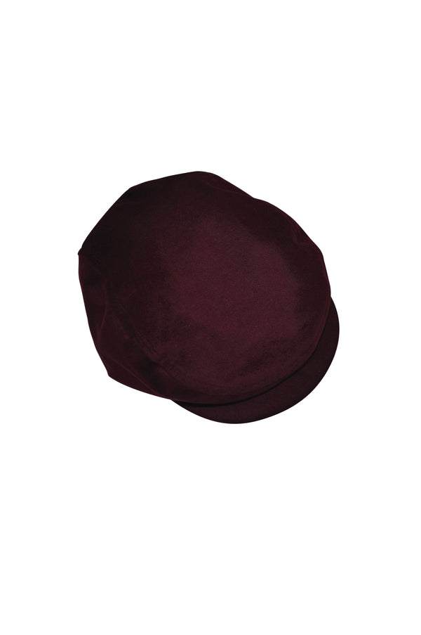 Maroon velvet stylish flat cap hat textured dapper smart vintage retro peaky blinders