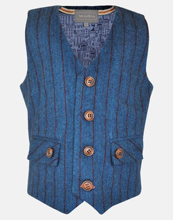 boys waistcoat blue navy teal tweed striped suit three piece pocket smart vintage unique dapper