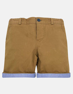 boys cotton shorts pale blue stone tan brown turn up smart vintage unique dapper braces pocket