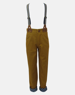 boys trousers caramel brown pockets checked blue white turn ups unique smart traditional vintage braces 