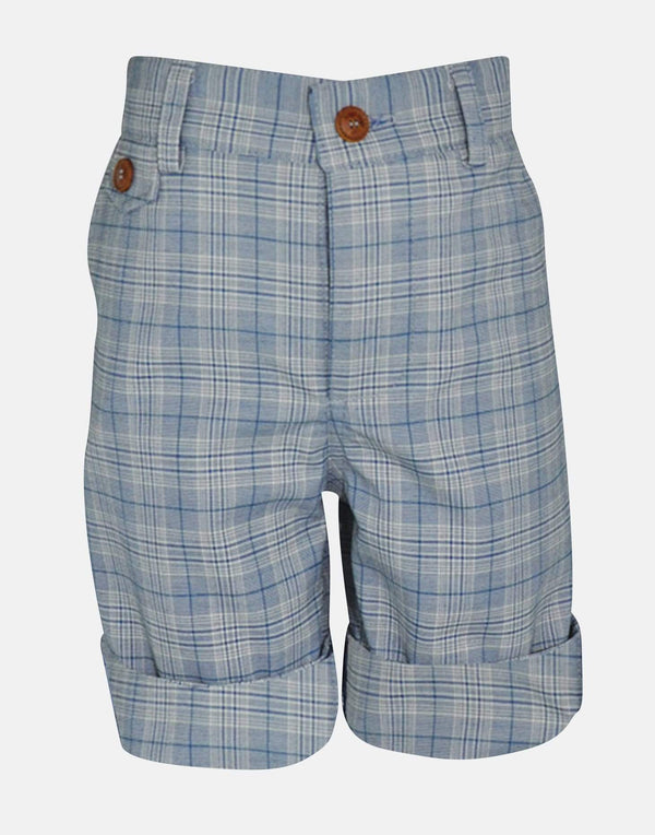 boys cotton shorts grey checked check pocket smart dapper vintage unique turn up